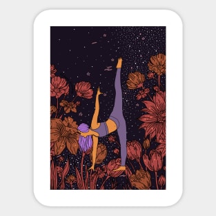 Yoga GIrls Floral Universe Sticker